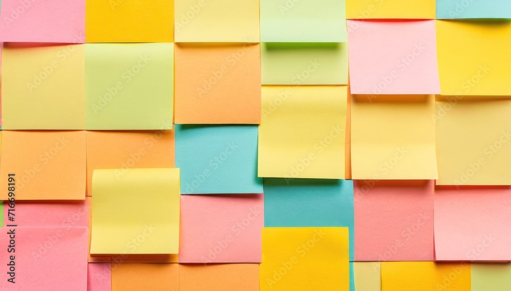  a multicolored wall with lots of post it notes attached to the sides of each of the walls and the bottom half of each of the walls is different colors.