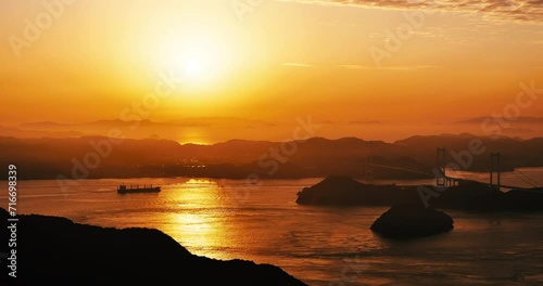 sunset over the  seto inland sea photo