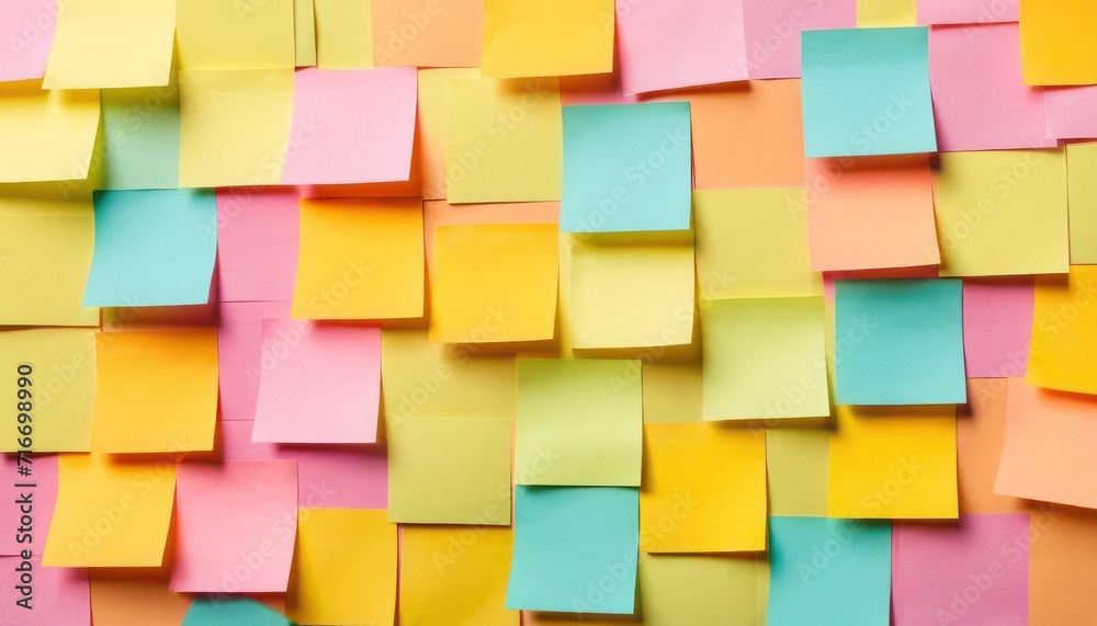 a close up of a bunch of post it notes on a wall with colors of yellow, pink, blue, orange and pink on top of the post it. a close up of a bunch of post it notes on a wall with colors of yellow, pink, blue, orange and pink on top of the post it.