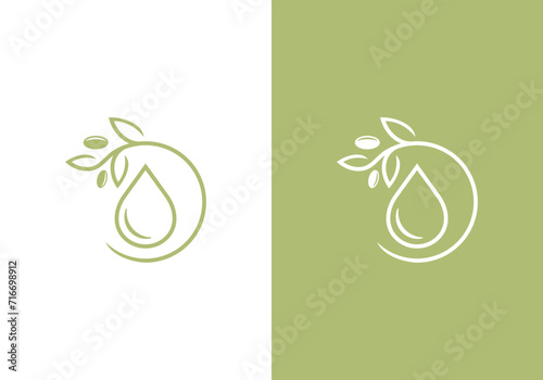 olive oil logo design, leaf nature health care style line art symbol icon template