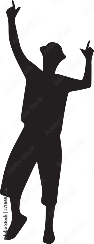 Vector isolated black outline on a white background of a male dancer in a ballet jump.