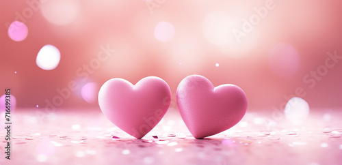 valentines day background with pink hearts and soft bokeh, mother day, birthday, valentine day concept, greeting card