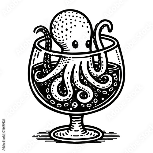 octopus in a glass funny sketch