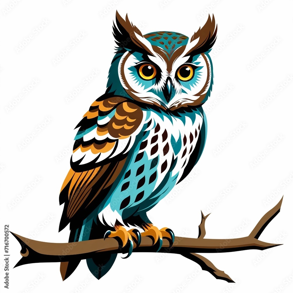 Naklejka premium vector elf owl standing on branch, Generated AI