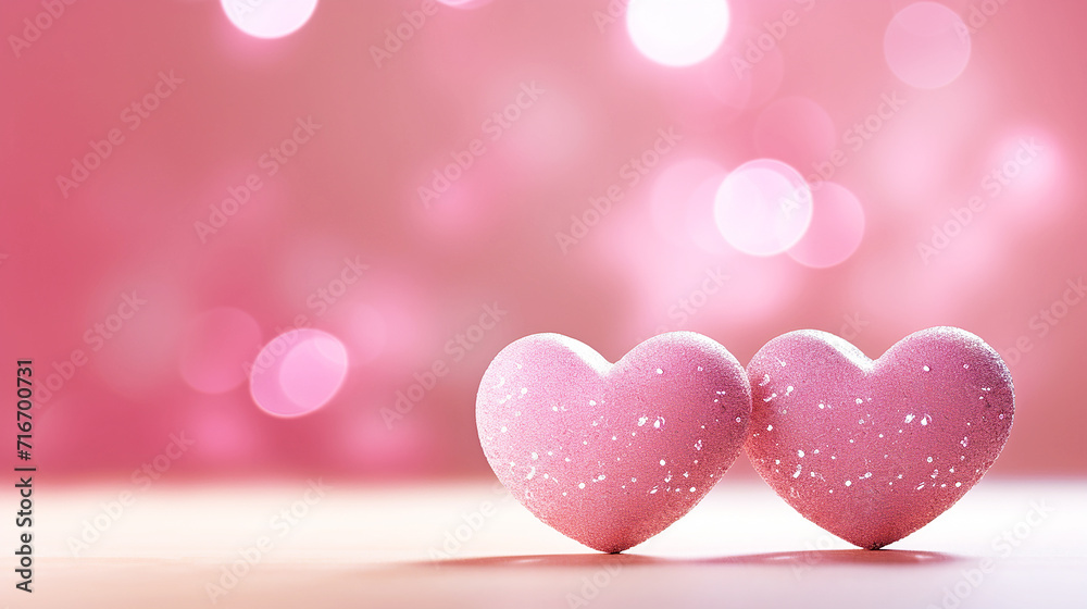 valentines day background with pink hearts and soft bokeh, mother day, birthday, valentine day concept, greeting card