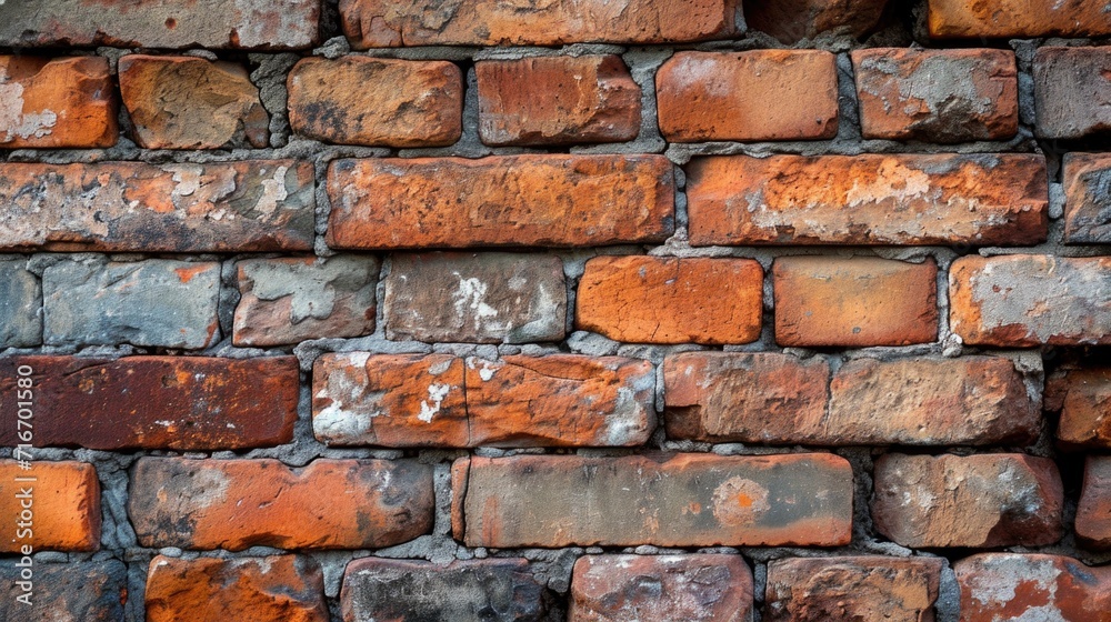 Close-up of weathered red bricks stacked in disarray. Close-up of weathered red bricks stacked in disarray.