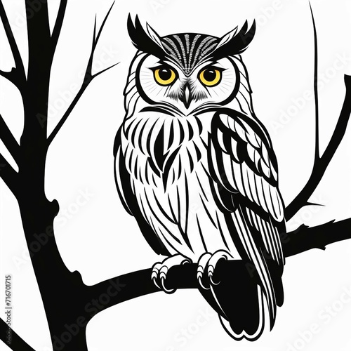 vector elf owl standing on branch  Generated AI