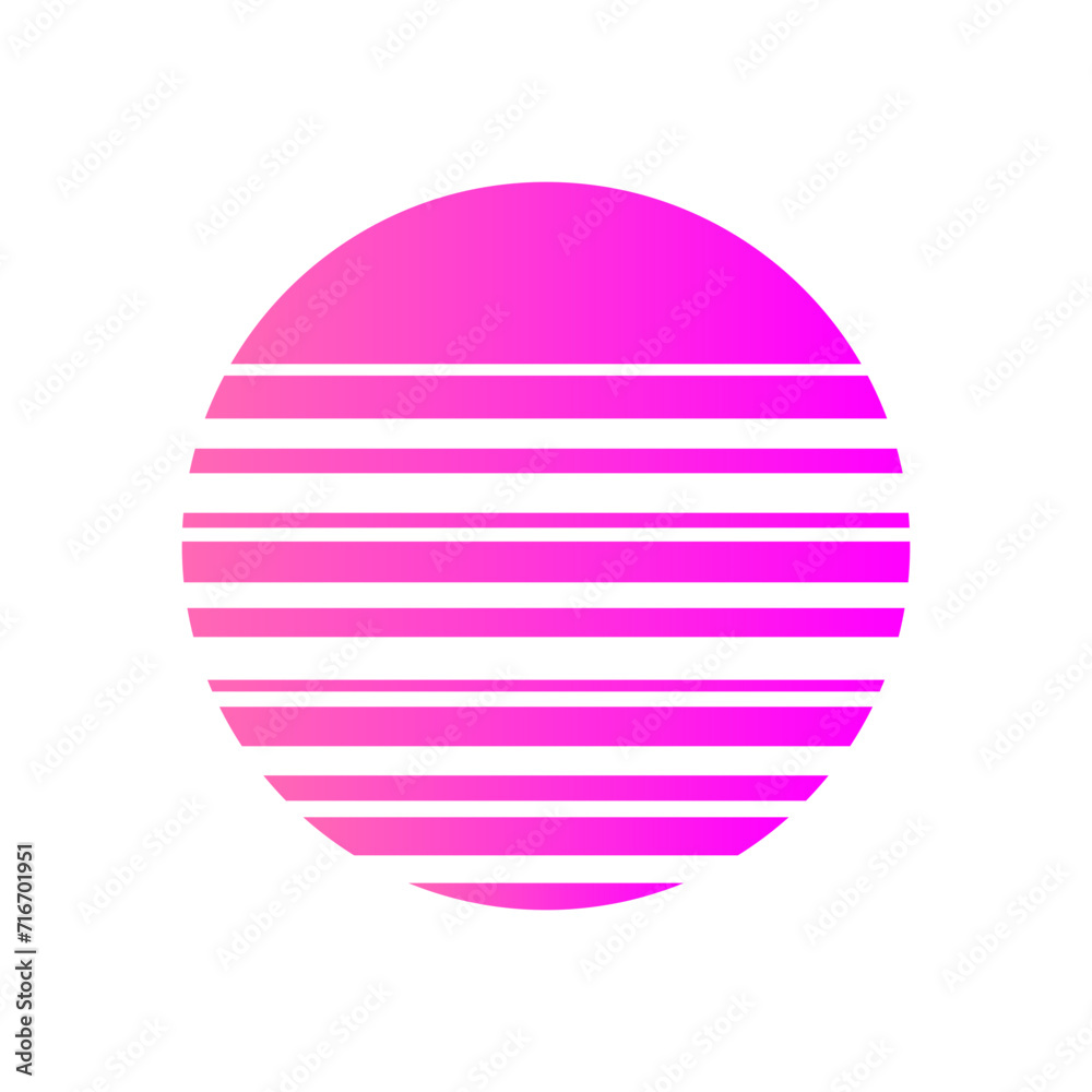 An abstract cut out transparent retro neon circle design element.