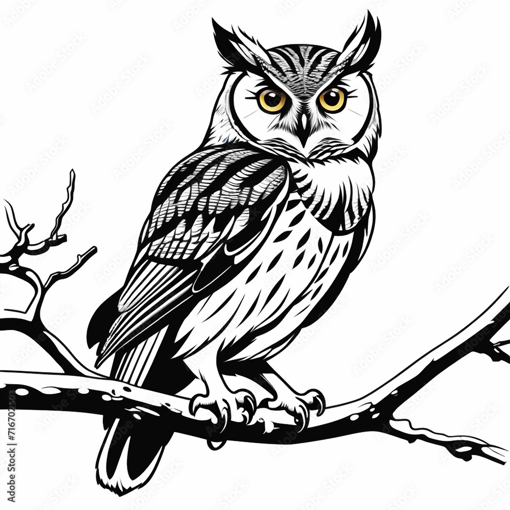 vector elf owl standing on branch, Generated AI vector elf owl standing on branch, Generated AI