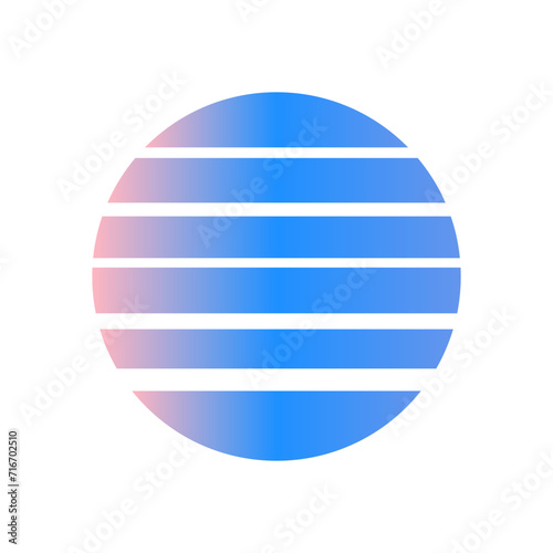 An abstract cut out transparent retro neon circle design element.