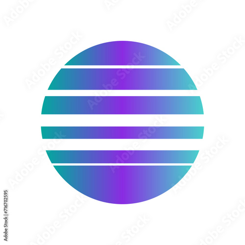 An abstract cut out transparent retro neon circle design element.