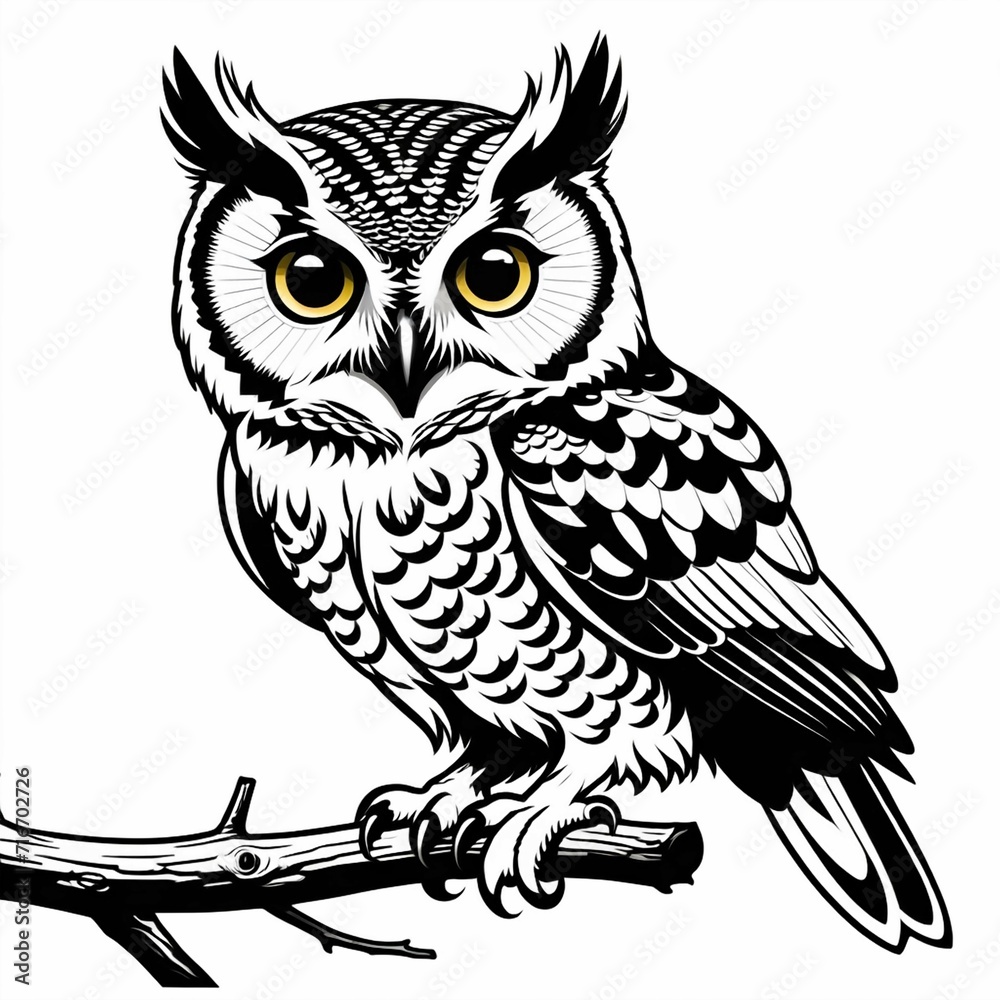 vector elf owl standing on branch, Generated AI vector elf owl standing on branch, Generated AI