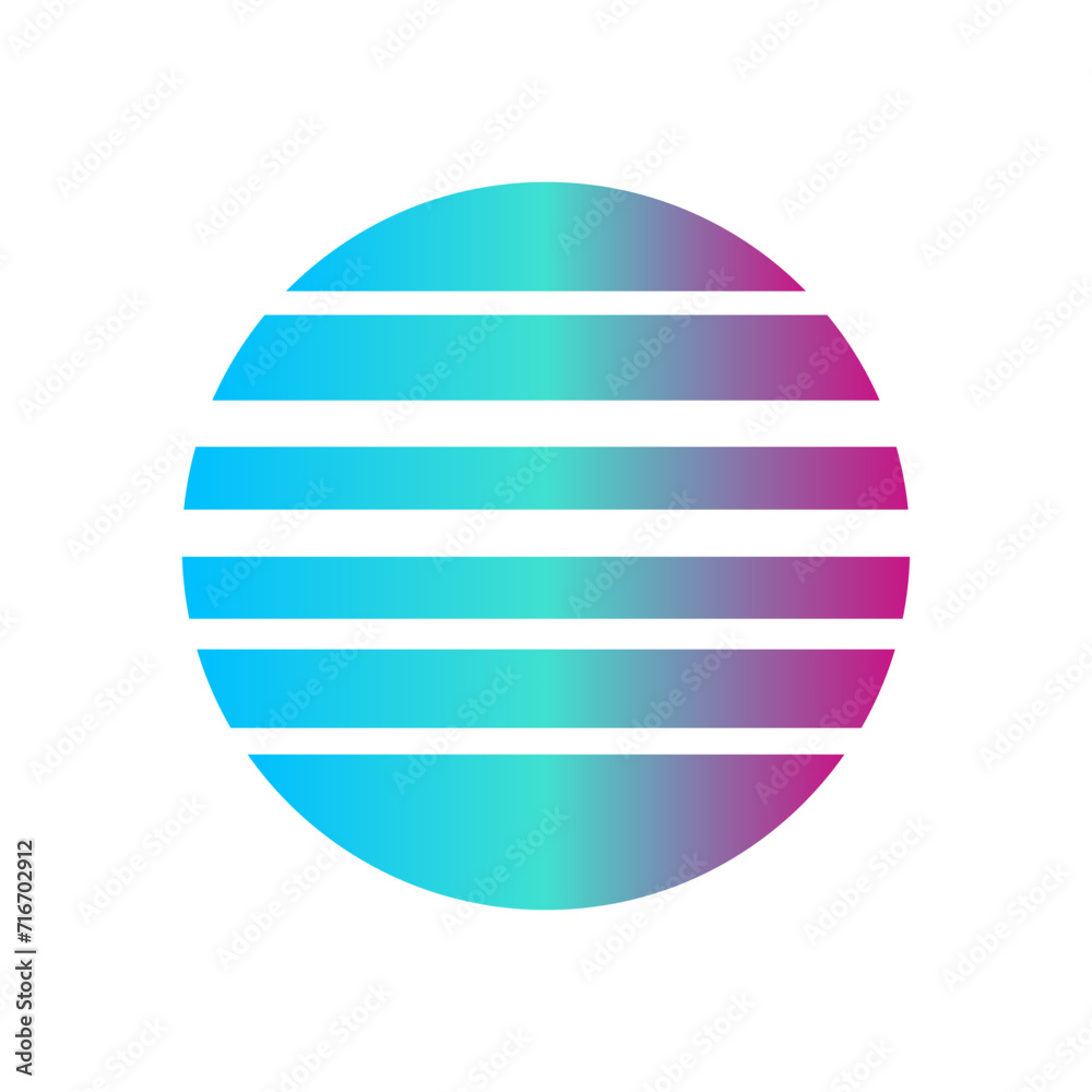 An abstract cut out transparent retro neon circle design element.