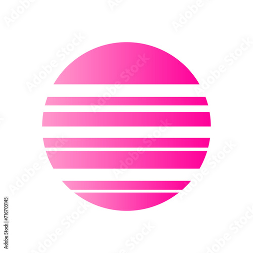 An abstract cut out transparent retro neon circle design element.