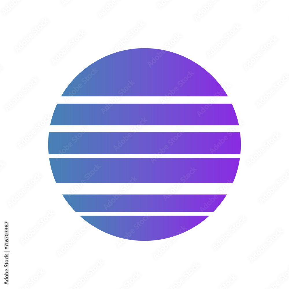 An abstract cut out transparent retro neon circle design element.