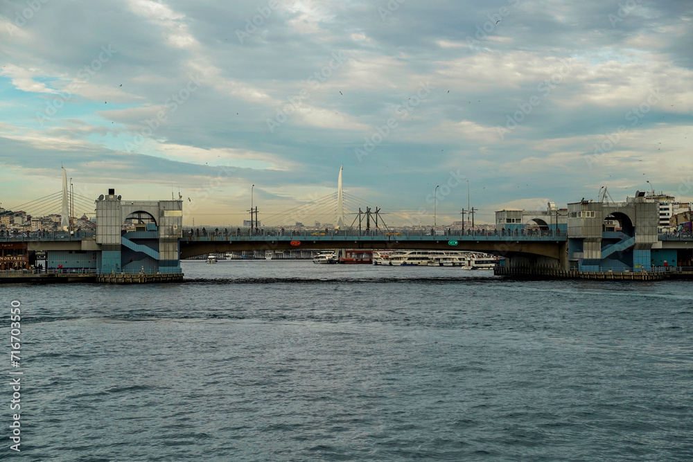 galata bridge view from Istanbul Bosphorus cruise galata bridge view from Istanbul Bosphorus cruise