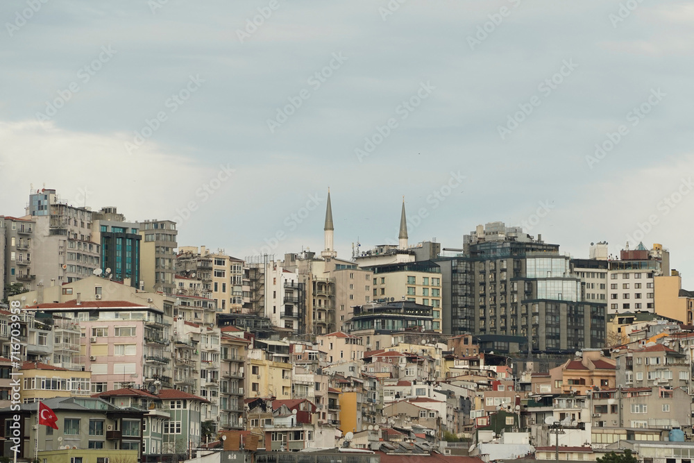 Galata Beyoglu district view from Istanbul Bosphorus cruise