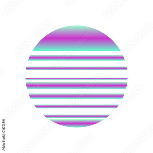 An abstract cut out transparent retro neon circle design element. © jdwfoto