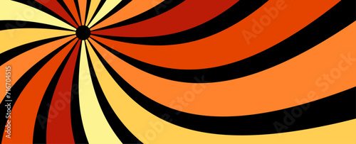 70s style orange shades beams dark background. Colourful grunge retro burst vector. Vintage summer, circus and carnival background. abstract stylish 70s era line frame illustration