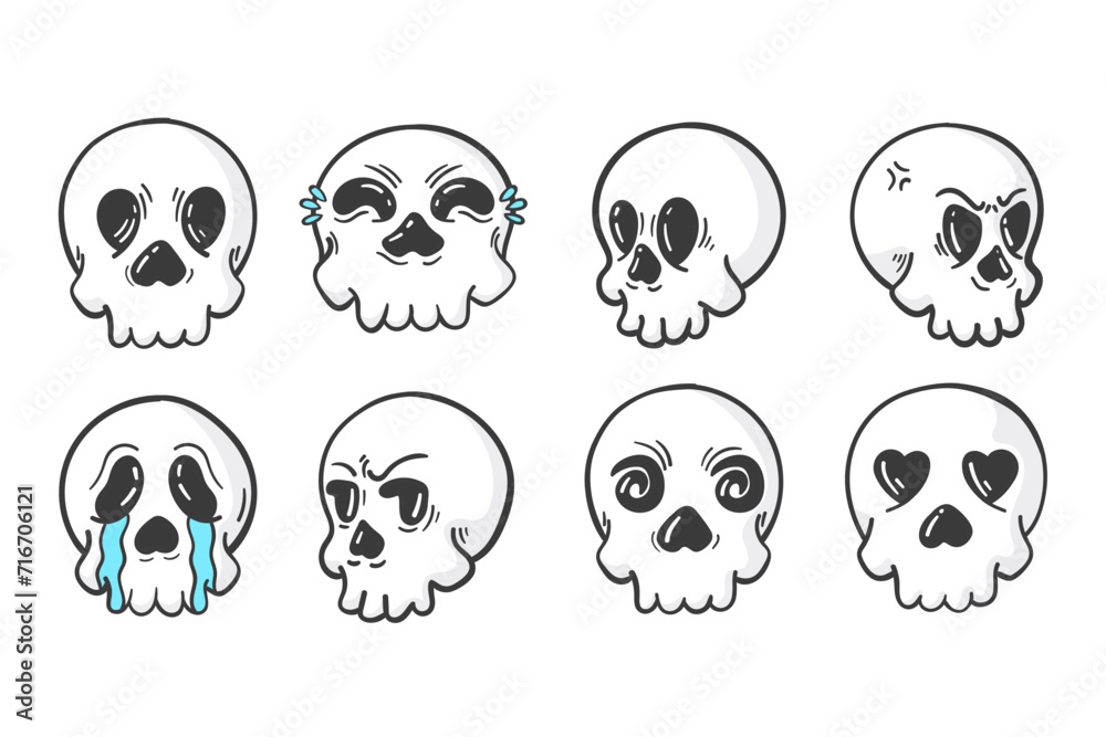 hand drawn cute doodle skull collection hand drawn cute doodle skull collection