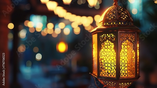 Illustration of ramadan lantern stands with candle