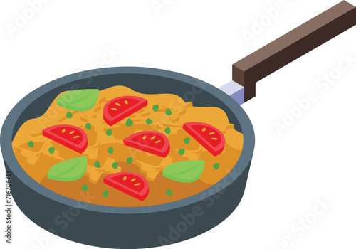 Pesto food frying pan icon isometric vector. Salad plant. Salt cook