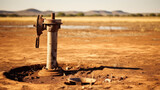 close up of a broken water pump in a remote African village, concept of urgent need for clean water solutions