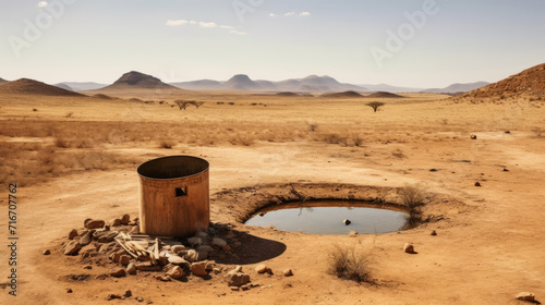 an empty water well, illustrating the dire consequences of water scarcity in the African region photo