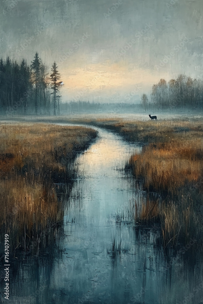 Fototapeta premium A misty morning. AI generative