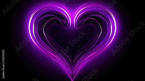 Glowing Heart: A Neon Love Symbol in Abstract Design on a Bright Pink Background with Luminous Streaks