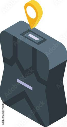 Gps tracker app icon isometric vector. Navigation data. System order photo