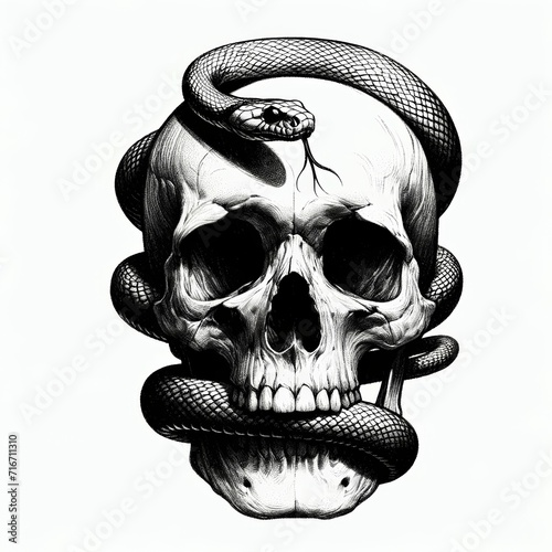 Skull with Snake