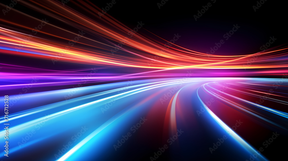 Glowing road speed lines, neon speed abstract background Glowing road speed lines, neon speed abstract background