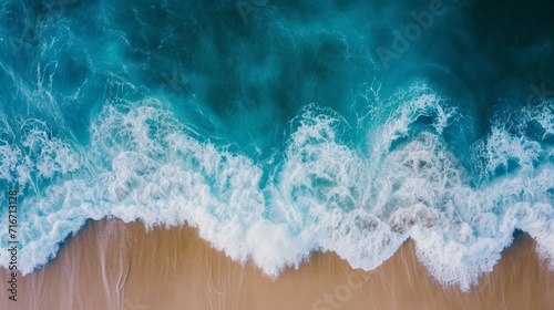 Abstract Aerial View of Ocean Waves Crashing on Shore background