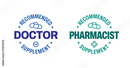 Doctor recommended vector icon logo badge