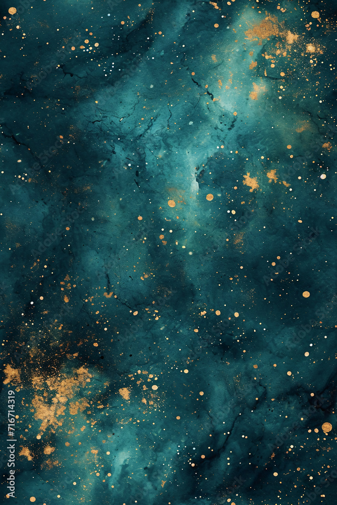 Teal Galaxy eamless watercolor. AI generative Teal Galaxy eamless watercolor. AI generative