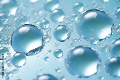macro shot of a blue face serum with bubbles