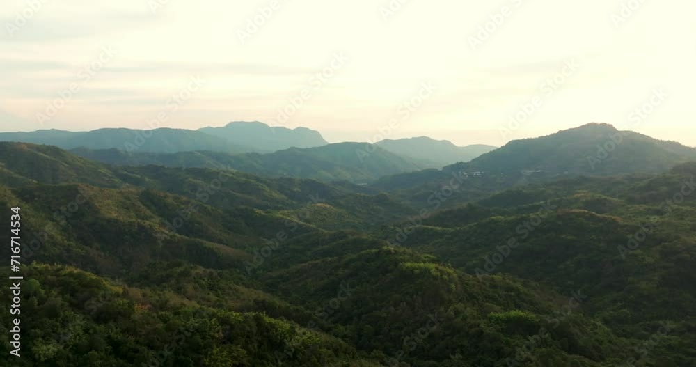 Aerial view of Flight Towards Valley at Sunset. Aerial view of Flight Towards Valley at Sunset.