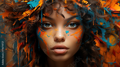 portrait of a girl with a painted face © Viktor
