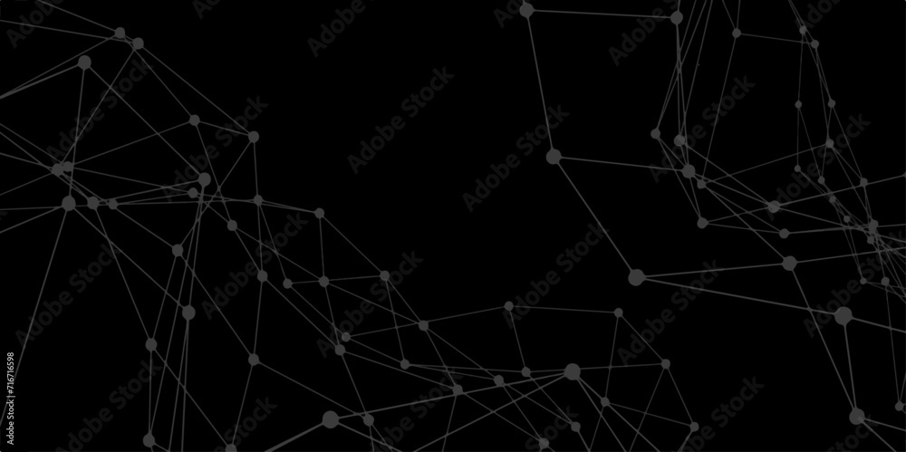 Abstract technology connection network of particles and lines. Global network Futuristic grid artificial intelligence connections. Plexus of lines and dots and connected particles Vector