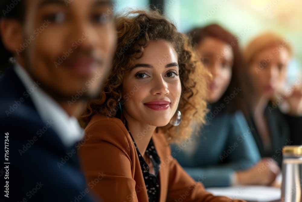 Businesswoman in a meeting with diverse colleagues Businesswoman in a meeting with diverse colleagues