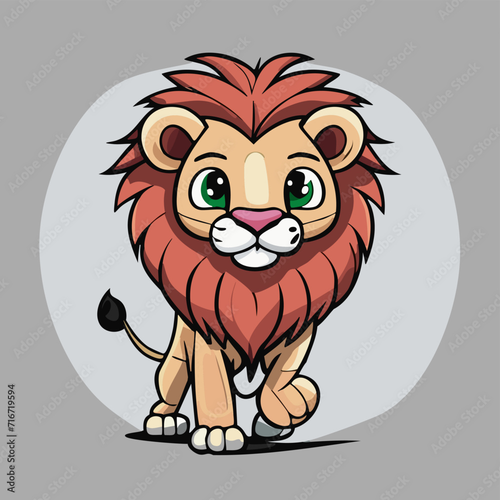 safari cartoon cute baby lion illustration vector 10 eps