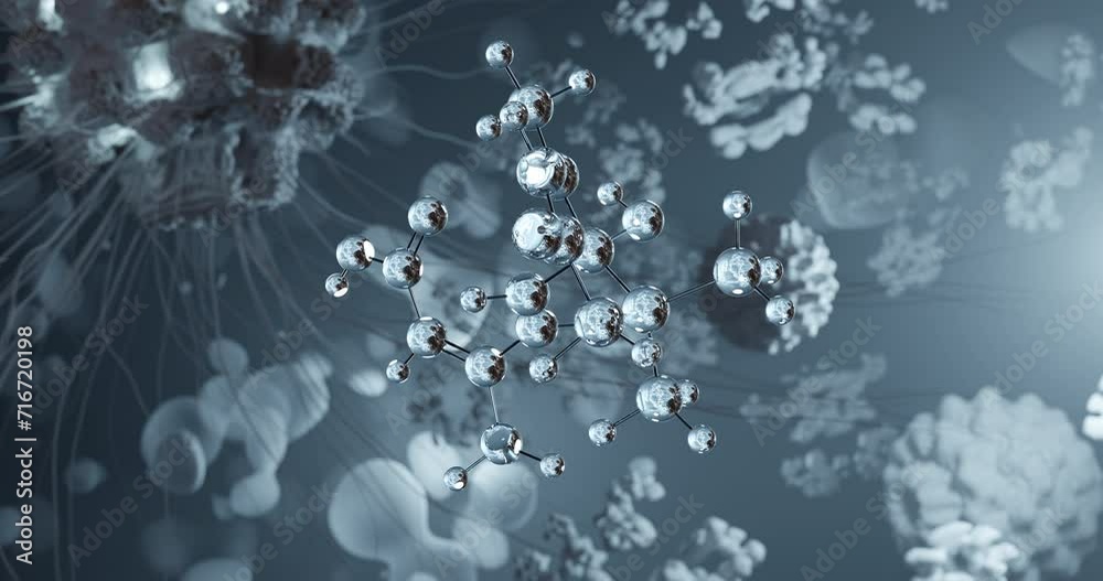 Abscisic acid molecule, rotating 3D model of abscisin ii, looped video on a black background Abscisic acid molecule, rotating 3D model of abscisin ii, looped video on a black background