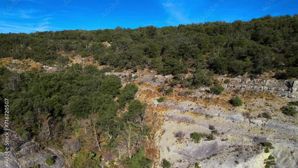 Aerial view of La Mea waterfall and canyon in Puentedey Burgos, Spain. High quality 4k footage Aerial view of La Mea waterfall and canyon in Puentedey Burgos, Spain. High quality 4k footage