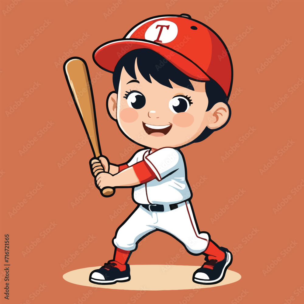 vector of kid play baseball