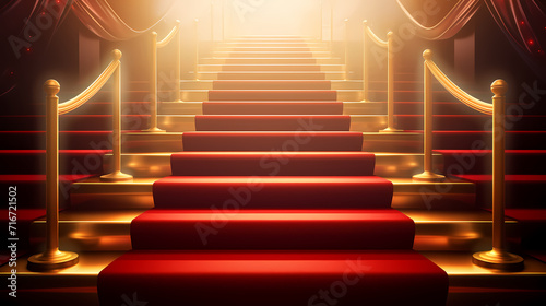 Red carpet staircase background, VIP entrance, night award ceremony