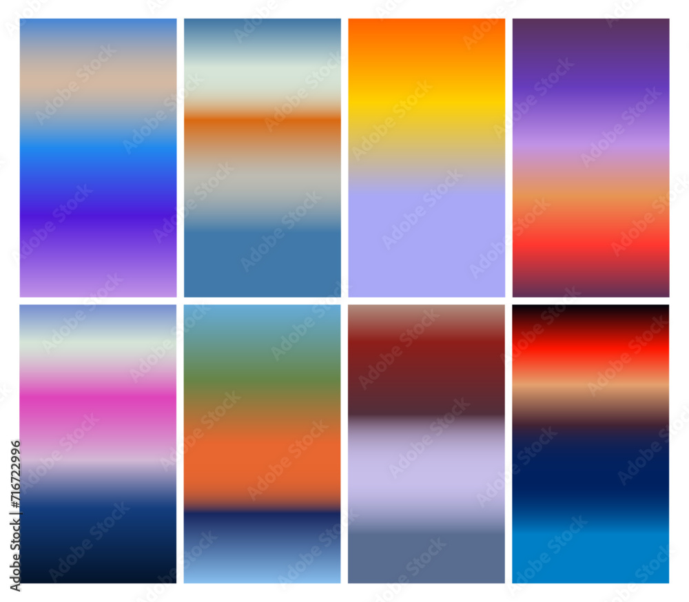 Bold Gradient backgrounds for depth and dimension of design, Colorful mirage, Sunset in Futuristic and brutalism style, Abstract blur
