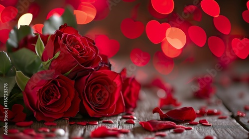 Valentine background with hearts and red roses  love and romance