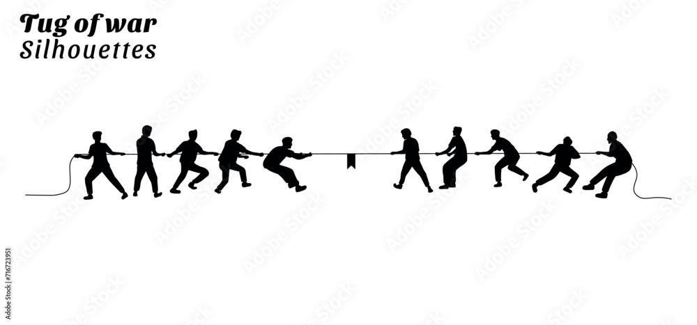 Silhouette illustration of tug of war Silhouette illustration of tug of war