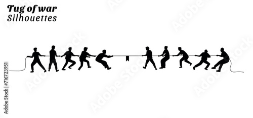 Silhouette illustration of tug of war